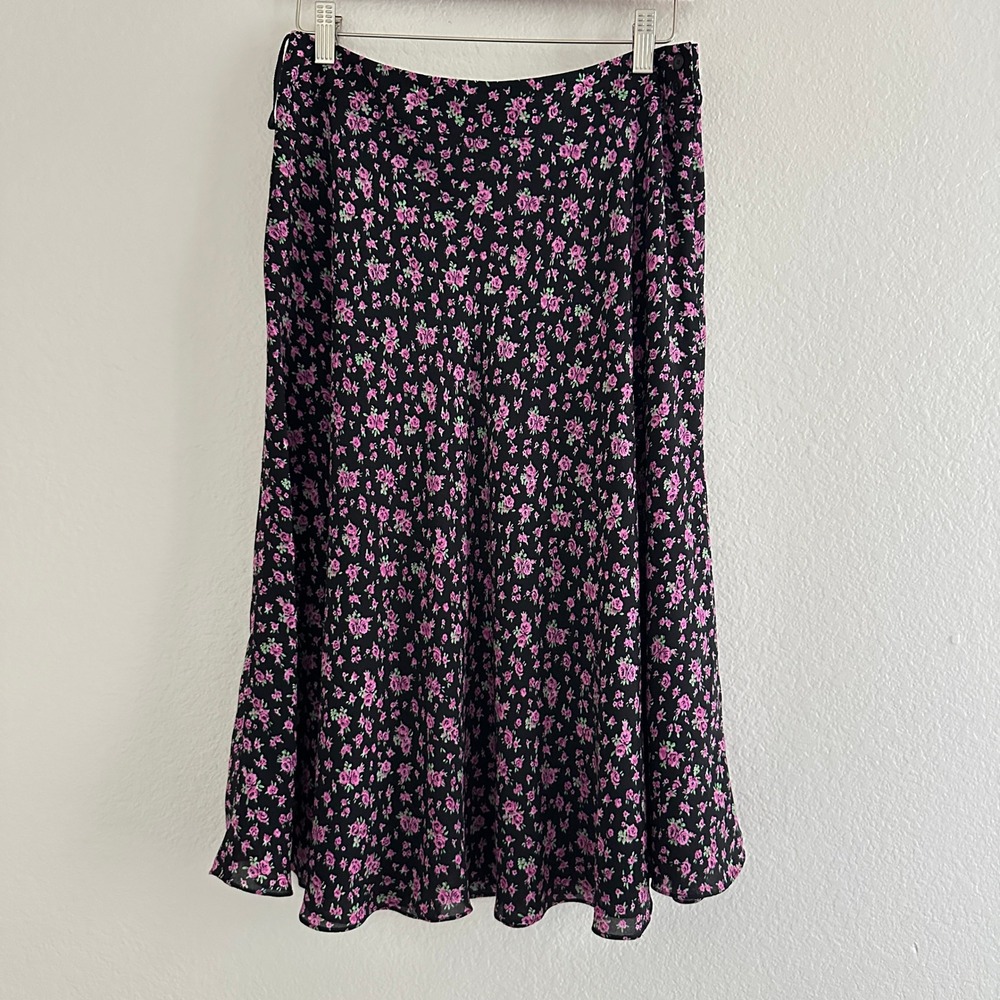 Jones New York Silk Midi Skirt S/M? Ditsy Floral Vintage 90s Whimsigoth